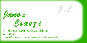 janos csaszi business card